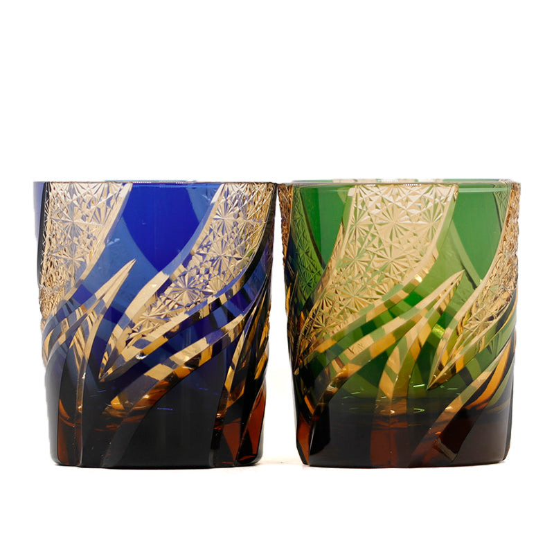 "江戸切子” Edokiriko Gorgeous Brilliance Rock Glass JP-002