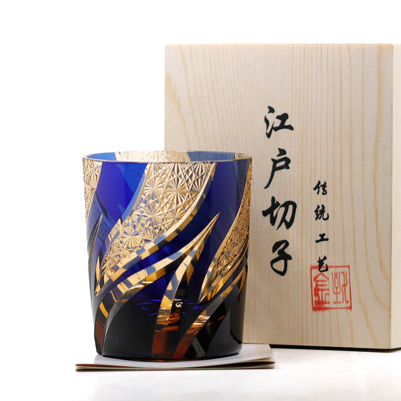 "江戸切子” Edokiriko Gorgeous Brilliance Rock Glass JP-002