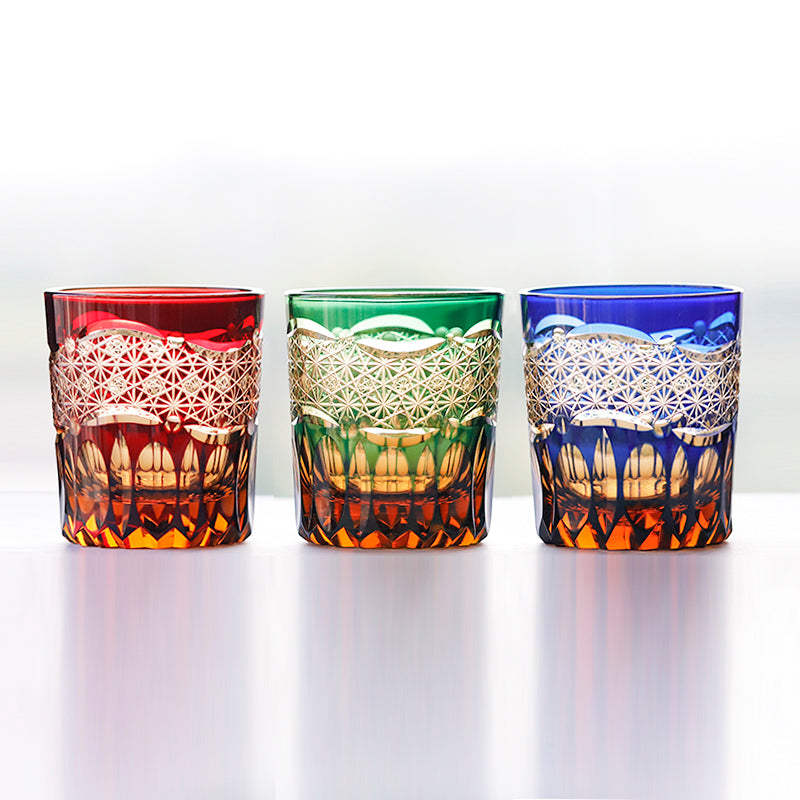 "江戸切子” Edokiriko Gorgeous Brilliance Rock Glass JP-032