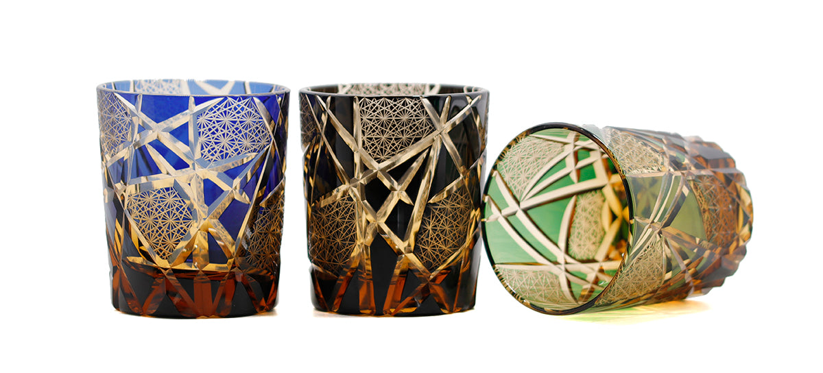 "江戸切子” Edokiriko Gorgeous Brilliance Rock Glass JP-008