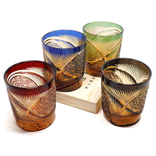 "江戸切子” Edokiriko Gorgeous Brilliance Rock Glass JP-003