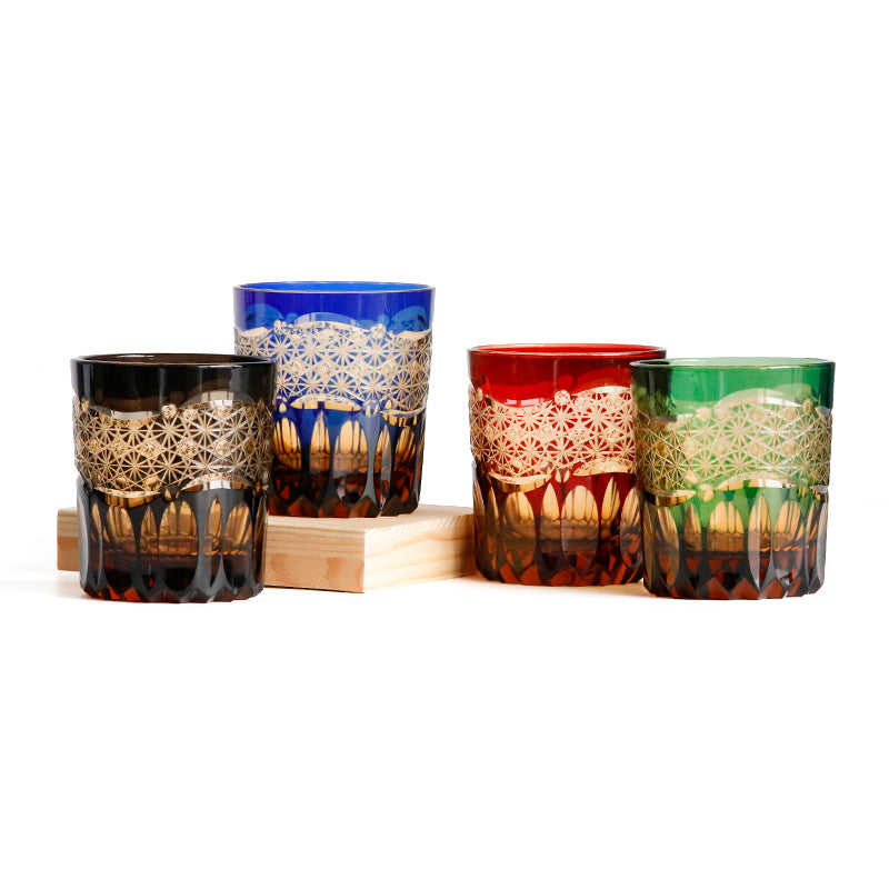 "江戸切子” Edokiriko Gorgeous Brilliance Rock Glass JP-032