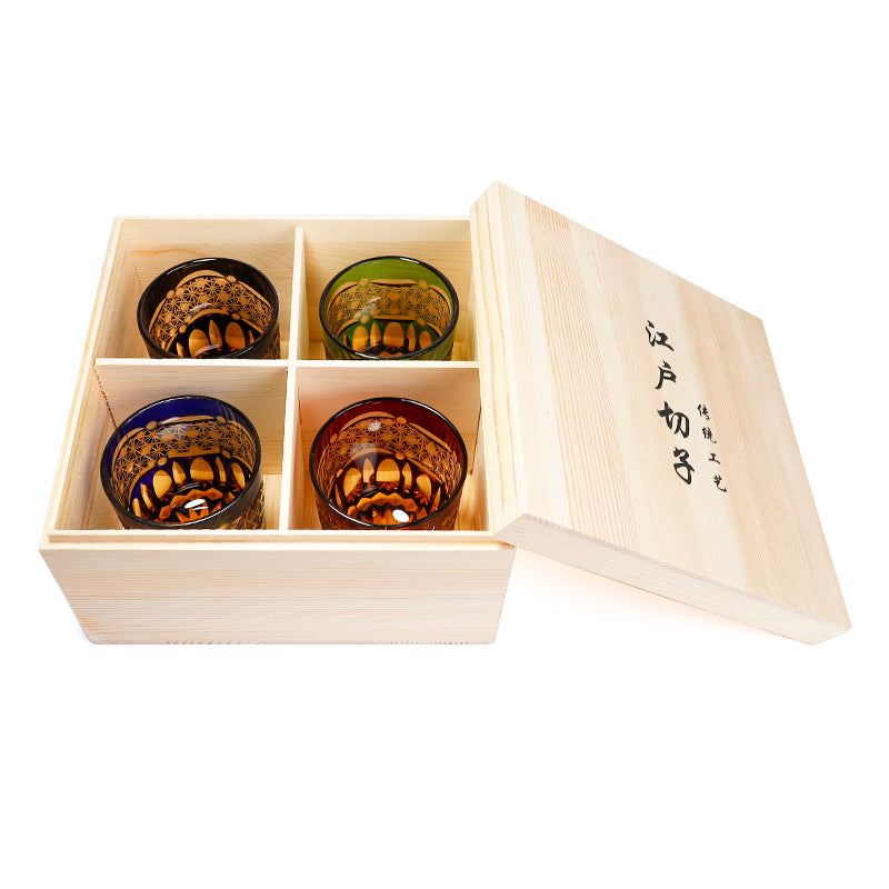 "江戸切子” Edokiriko Gorgeous Brilliance Rock Glass JP-032