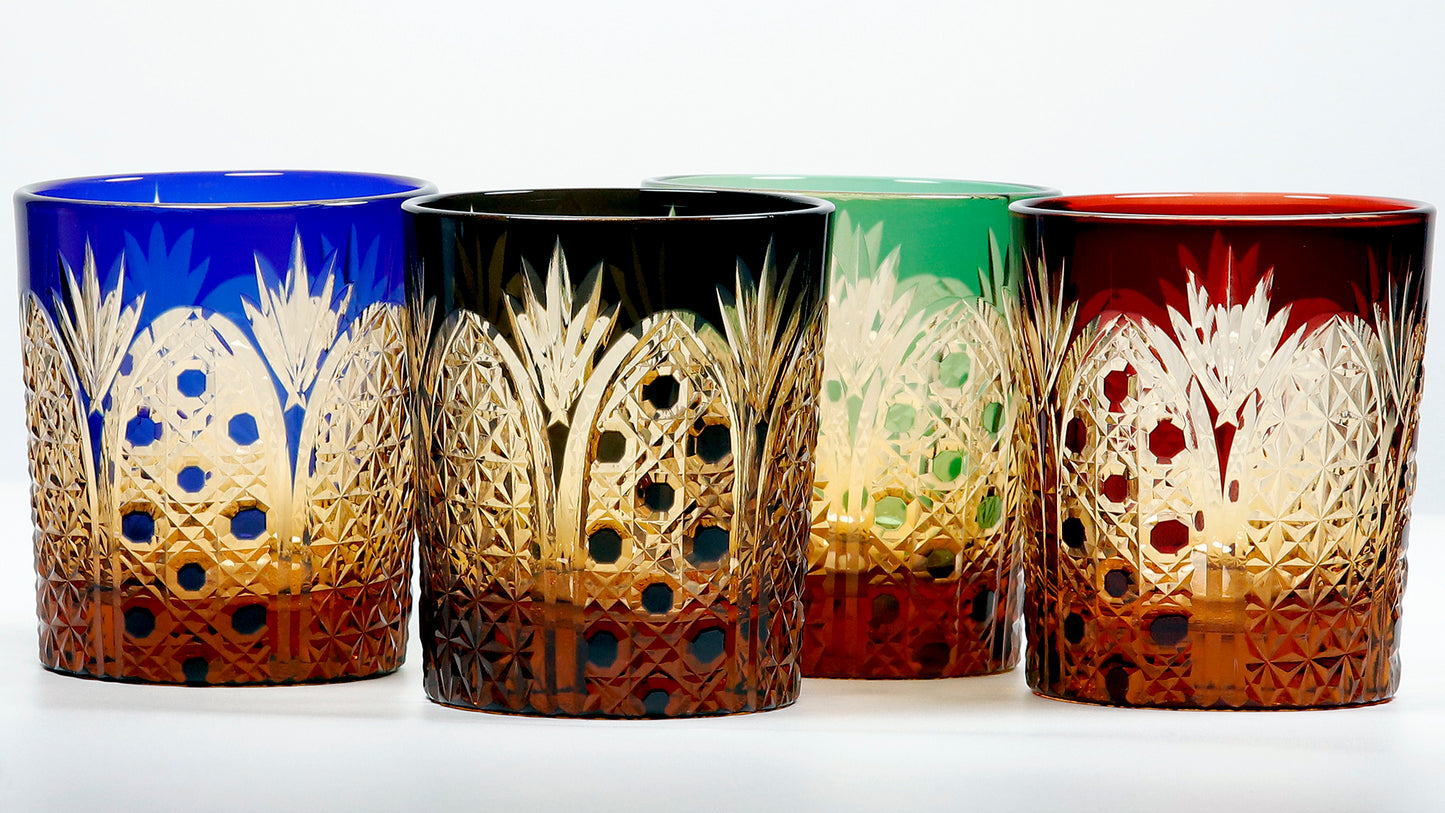 "江戸切子” Edokiriko Gorgeous Brilliance Rock Glass JP-037