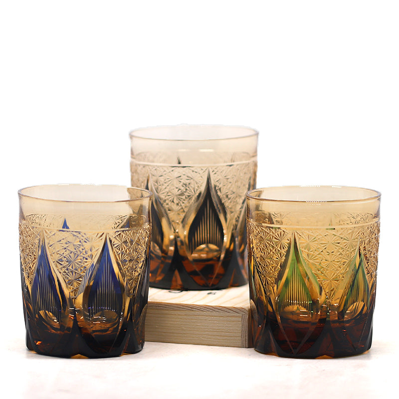 "江戸切子” Edokiriko Gorgeous Brilliance Rock Glass JP-010