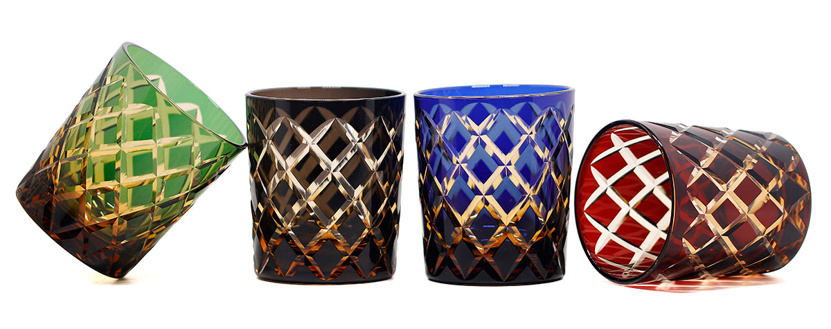 "江戸切子” Edokiriko Gorgeous Brilliance Rock Glass JP-005