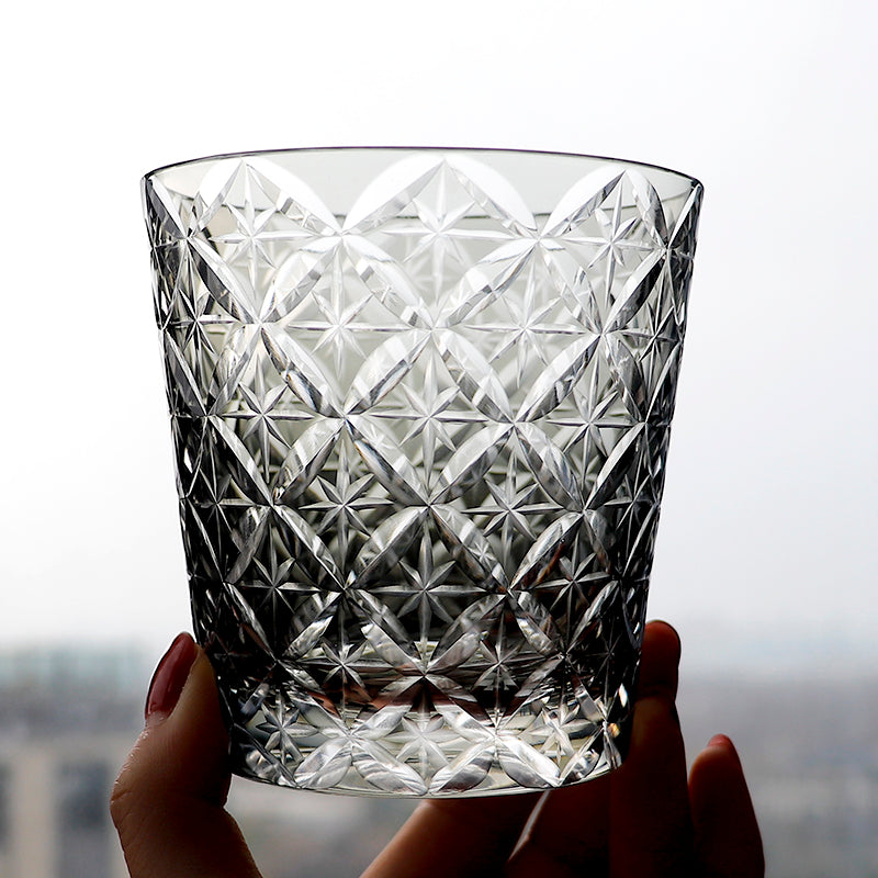 "江戸切子” Edokiriko Gorgeous Brilliance Rock Glass Grey JP-041