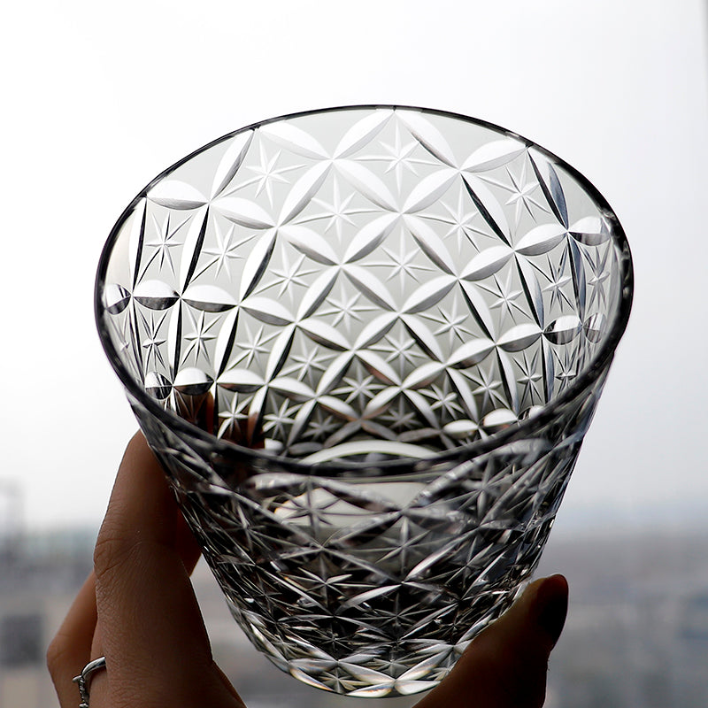 "江戸切子” Edokiriko Gorgeous Brilliance Rock Glass Grey JP-041