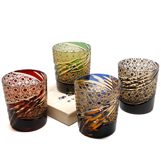 "江戸切子” Edokiriko Gorgeous Brilliance Rock Glass JP-006