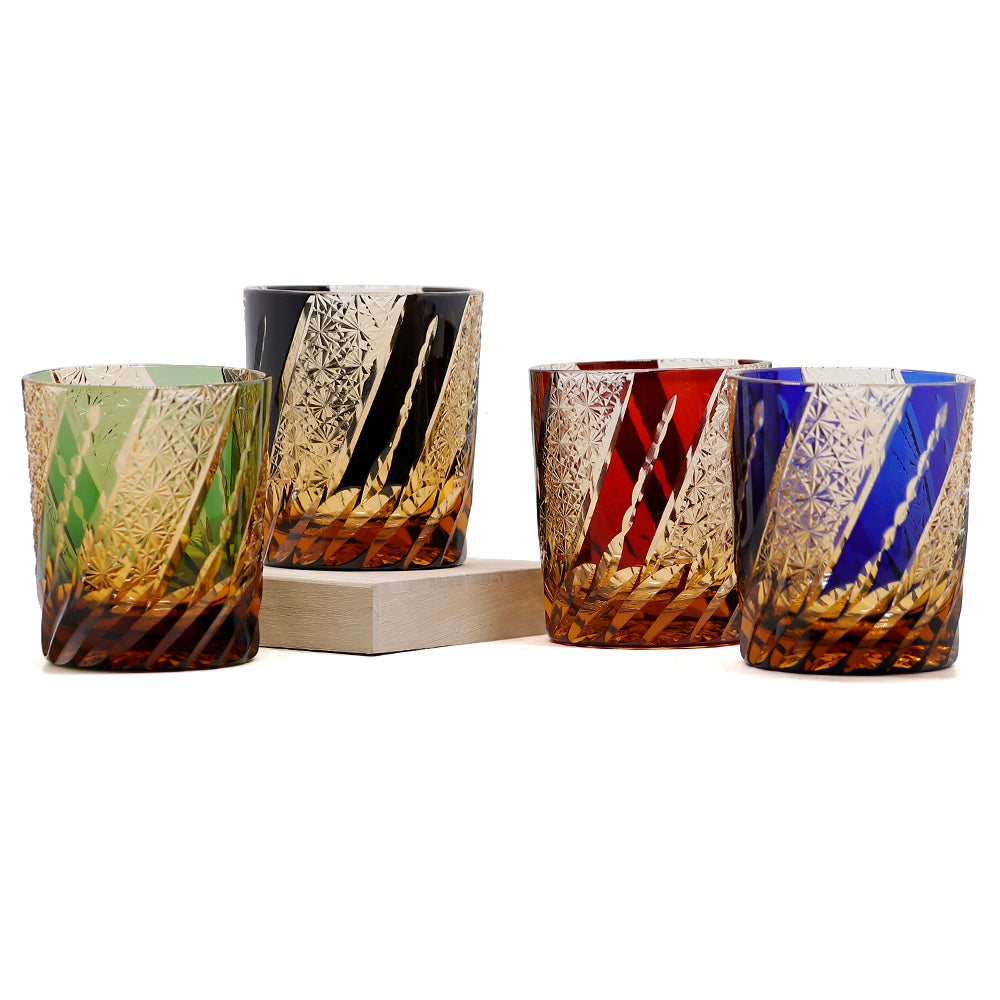 "江戸切子” Edokiriko Gorgeous Brilliance Rock Glass JP-019
