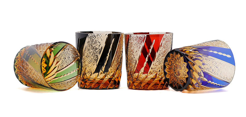 "江戸切子” Edokiriko Gorgeous Brilliance Rock Glass JP-019
