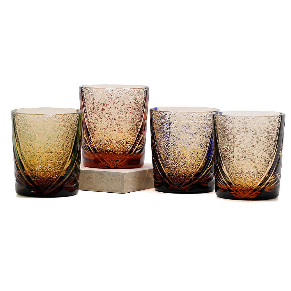 "江戸切子” Edokiriko Gorgeous Brilliance Rock Glass JP-014