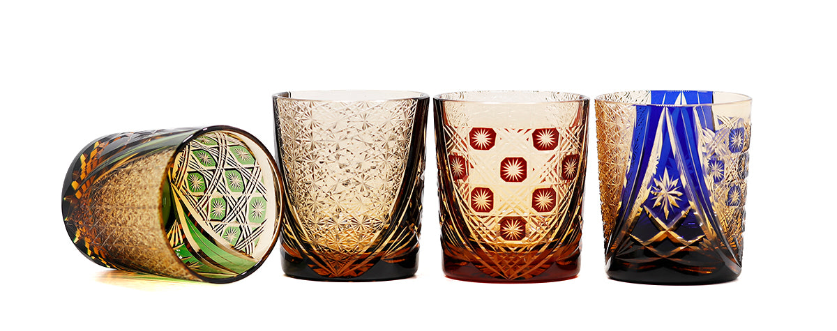 "江戸切子” Edokiriko Gorgeous Brilliance Rock Glass JP-014