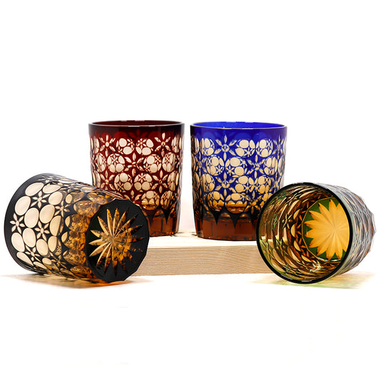 "江戸切子” Edokiriko Gorgeous Brilliance Rock Glass JP-009