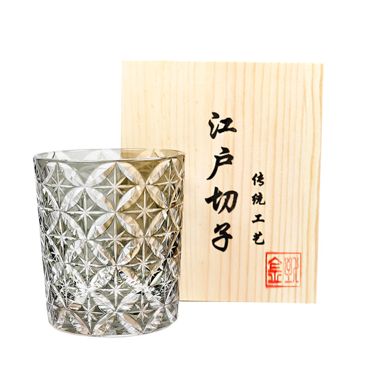 "江戸切子” Edokiriko Gorgeous Brilliance Rock Glass Grey JP-040