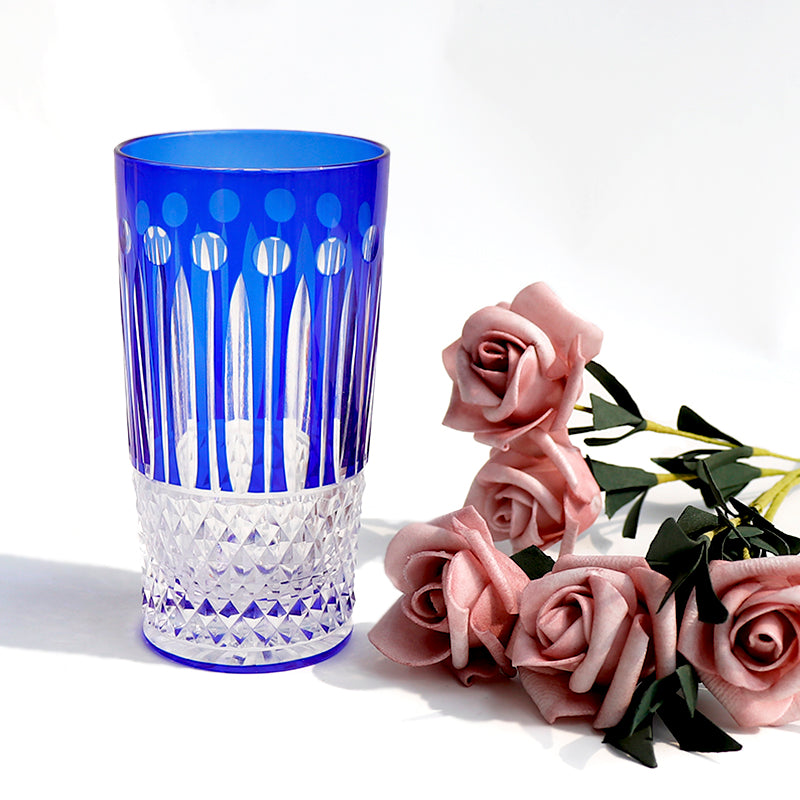 "江戸切子” Edokiriko Gorgeous Brilliance Rock Blue Glass S-7