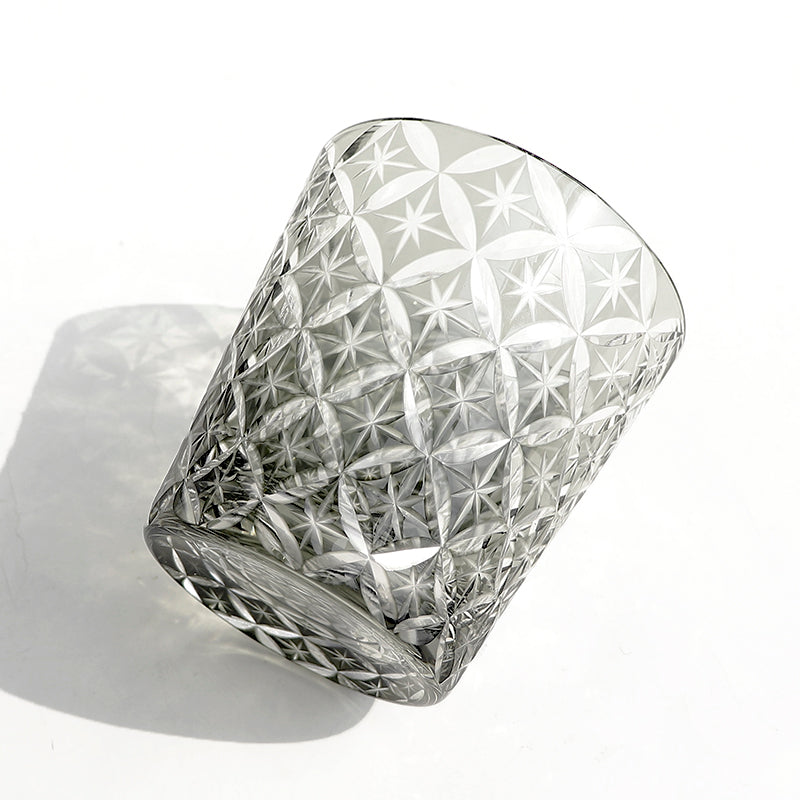 "江戸切子” Edokiriko Gorgeous Brilliance Rock Glass Grey JP-041