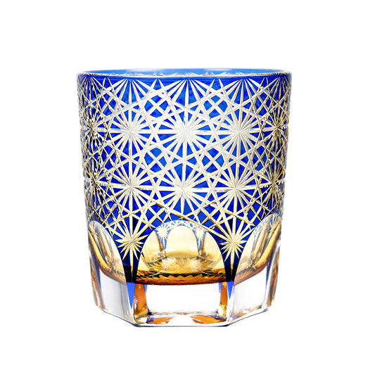 "江戸切子” Edokiriko Gorgeous Brilliance Rock Glass Blue JP-040