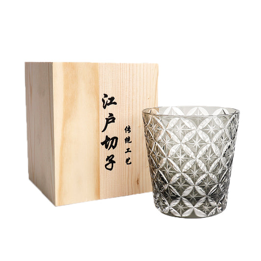 "江戸切子” Edokiriko Gorgeous Brilliance Rock Glass Grey JP-041