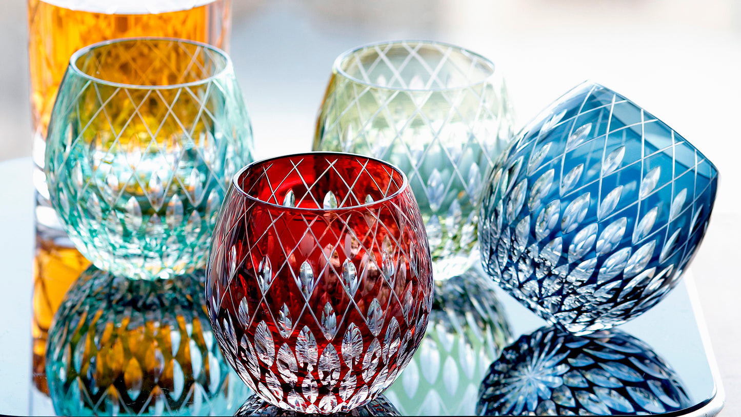 "江戸切子” Edokiriko Gorgeous Brilliance Rock Glass JP-043