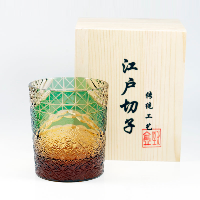 "江戸切子” Edokiriko Gorgeous Brilliance Rock Glass JP-017