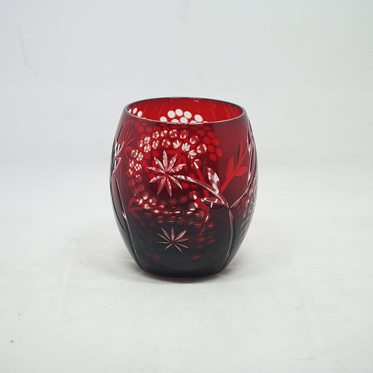 "江戸切子” Edokiriko Gorgeous Brilliance Rock Glass Red S-5