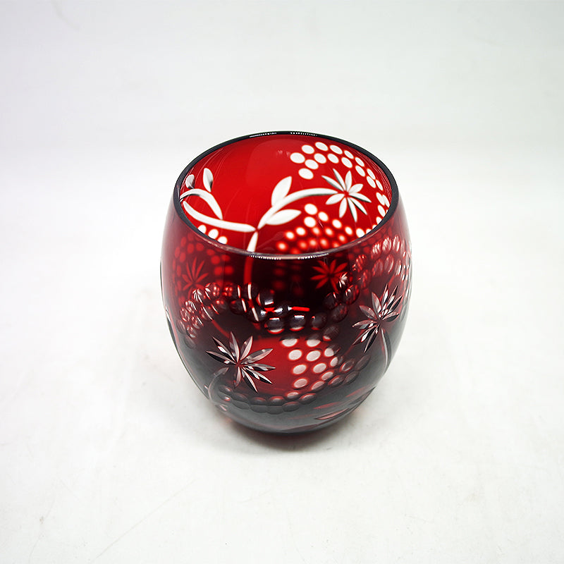 "江戸切子” Edokiriko Gorgeous Brilliance Rock Glass Red S-5