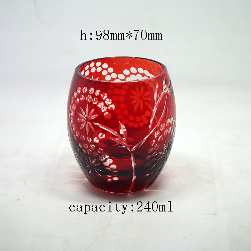 "江戸切子” Edokiriko Gorgeous Brilliance Rock Glass Red S-5