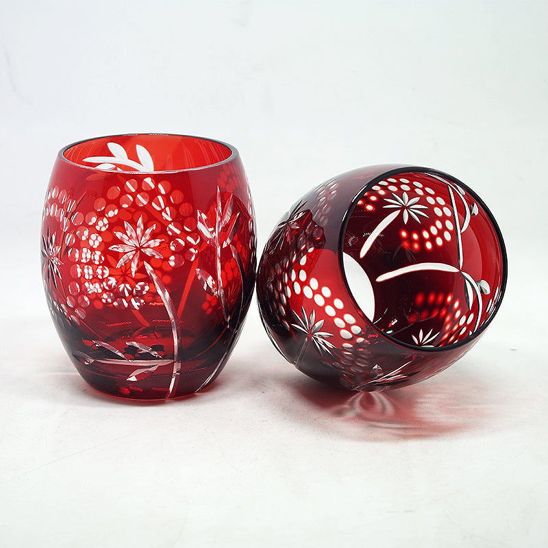 "江戸切子” Edokiriko Gorgeous Brilliance Rock Glass Red S-5