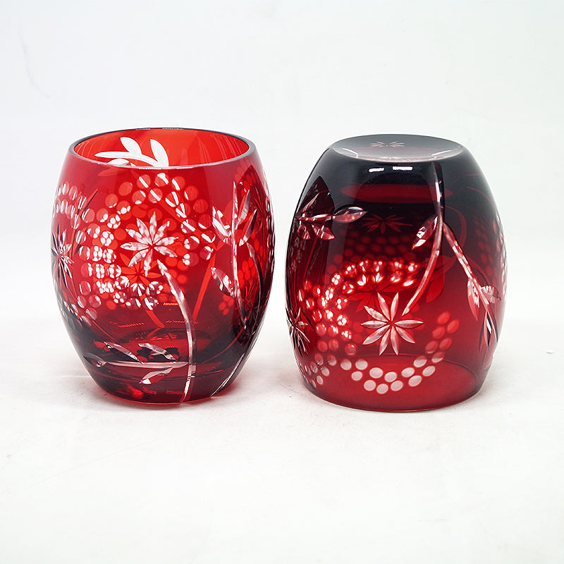"江戸切子” Edokiriko Gorgeous Brilliance Rock Glass Red S-5