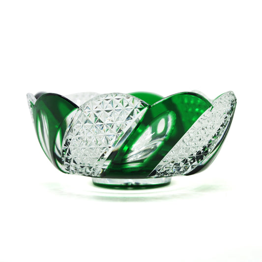 "江戸切子” Edokiriko Gorgeous Brilliance Rock Glass Green S-9