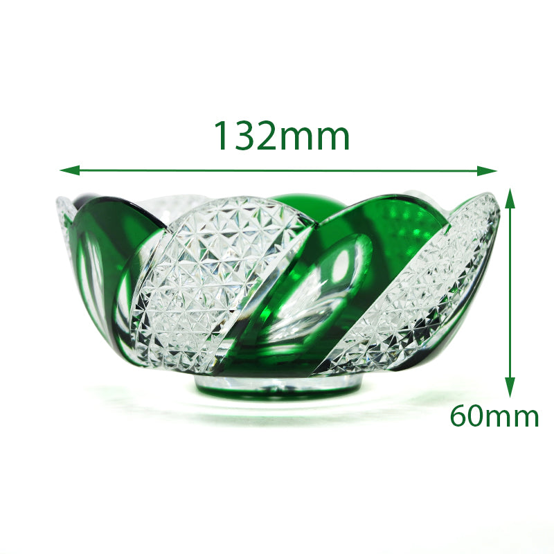 "江戸切子” Edokiriko Gorgeous Brilliance Rock Glass Green S-9