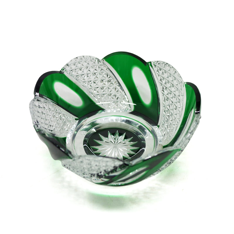 "江戸切子” Edokiriko Gorgeous Brilliance Rock Glass Green S-9