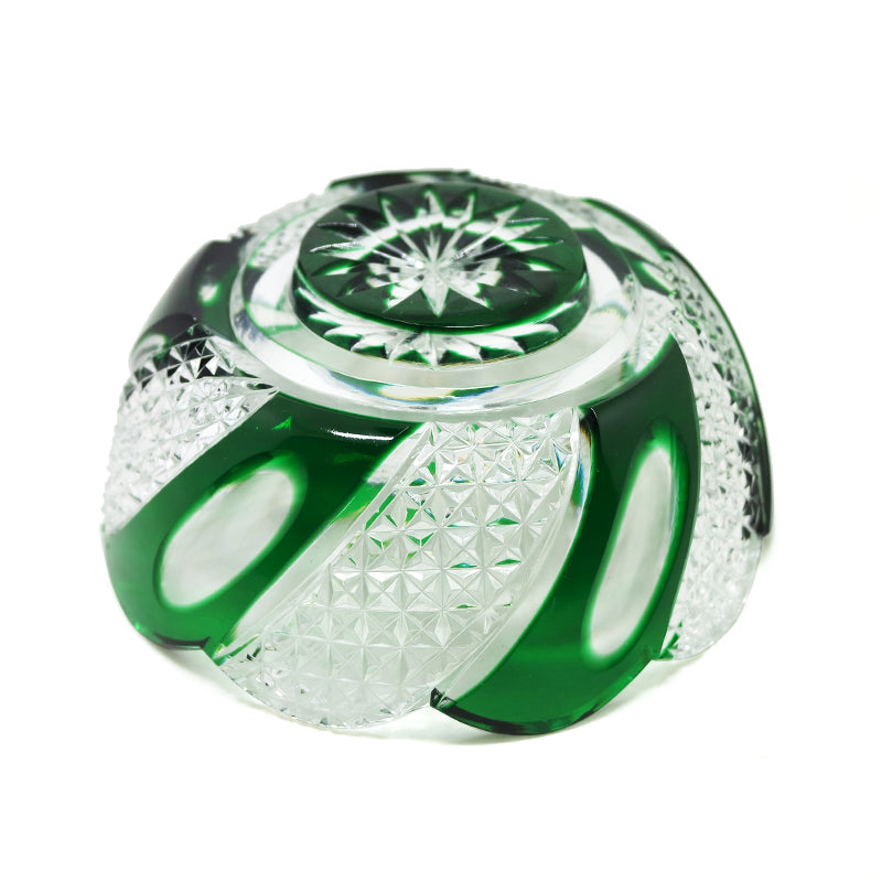 "江戸切子” Edokiriko Gorgeous Brilliance Rock Glass Green S-9