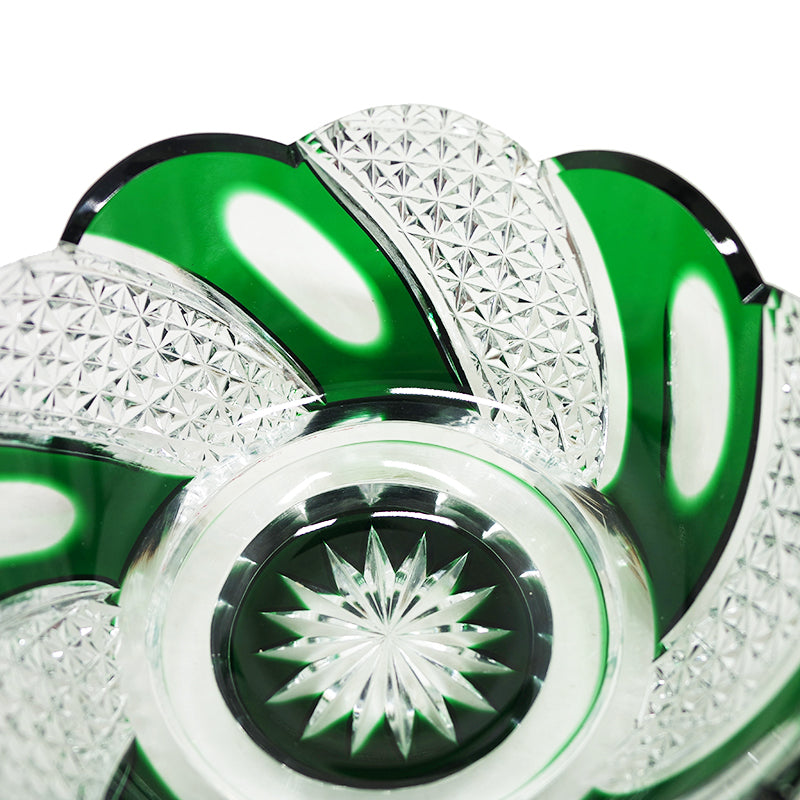 "江戸切子” Edokiriko Gorgeous Brilliance Rock Glass Green S-9