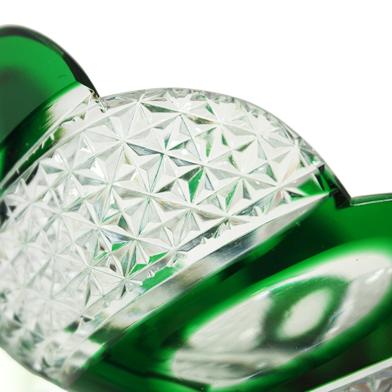 "江戸切子” Edokiriko Gorgeous Brilliance Rock Glass Green S-9