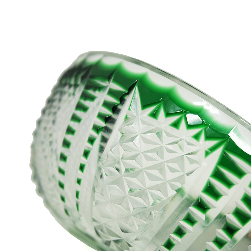 "江戸切子” Edokiriko Gorgeous Brilliance Rock Glass Green S-8