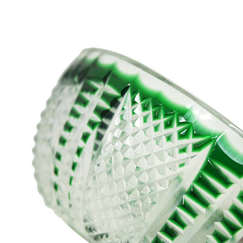"江戸切子” Edokiriko Gorgeous Brilliance Rock Glass Green S-8