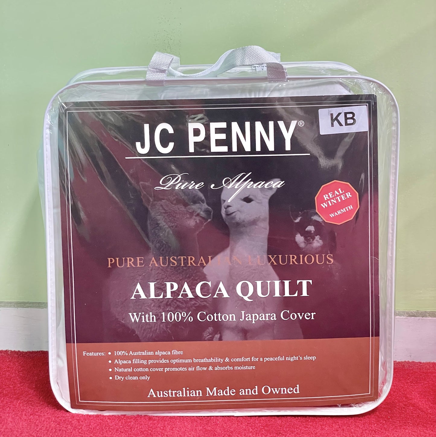 Three Lifetimes JC PENNY Australian AUSSIE Made Alpaca With 100% Cotton Japara Cover Warm