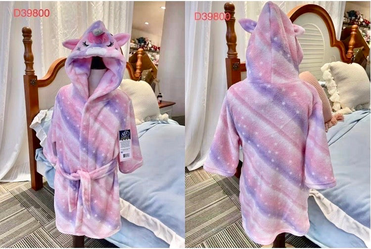 Kid's Robe Suprmely Soft Pink Purple Unicorn icon Micro Fleece