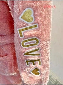 Kid's Robe Suprmely Soft Pink Flufffy Bear Love Heart Icon Micro Fleece