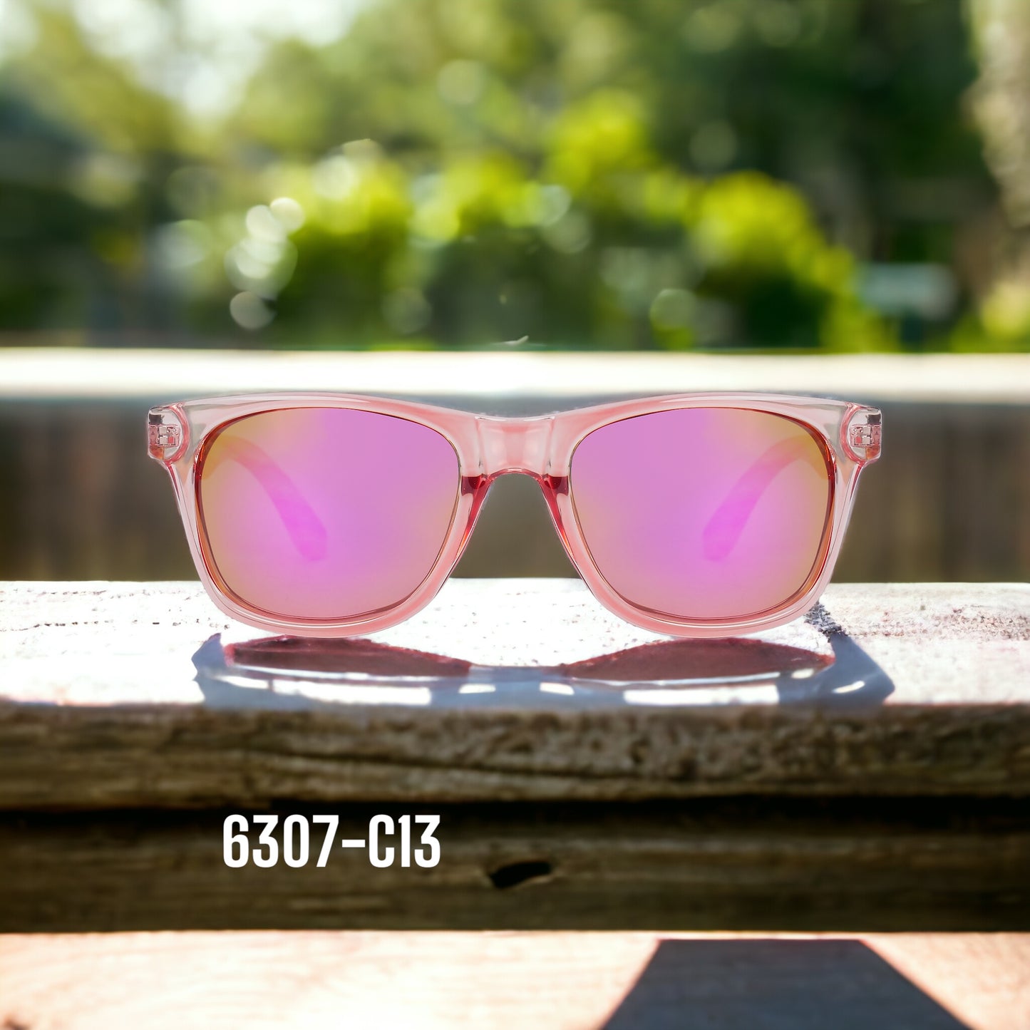 6307-C13 Stylish Sunglasses with colored Wood/Bamboo Frame UV400 Lens fit all weather