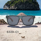 6329-C1 Stylish Sunglasses with colored Wood/Bamboo Frame UV400 Lens fit all weather