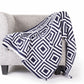 Cozy Geometric Knitted Throw Blanket,Soft Lattice Pattern Sofa Throw for Chair Couch Bed,Navy&White,50 x 70 Inches BTL18143-Navy