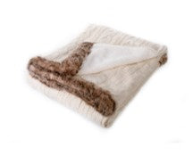 Cable Knitted Chenille Faux Fur Throw Blanket with Sherpa Lining for Bed Sofa Couch Decor Super Soft BTL18152-white