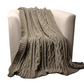Throw Blanket for Couch, Knitted Chenille Throw Blanket for Sofa, Warm Decorative Blanket, 50"x60" BTL15033-Camel/cream