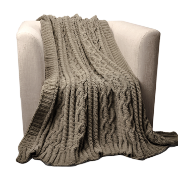 Throw Blanket for Couch, Knitted Chenille Throw Blanket for Sofa, Warm Decorative Blanket, 50"x60" BTL15033-Camel/cream