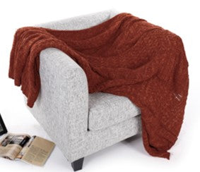 Solid Knit Throw Blanket Warm & Cozy for Couch Sofa Bed Beach Travel, Khaki, 50"x60" BTL18160- Grey/khaki/red