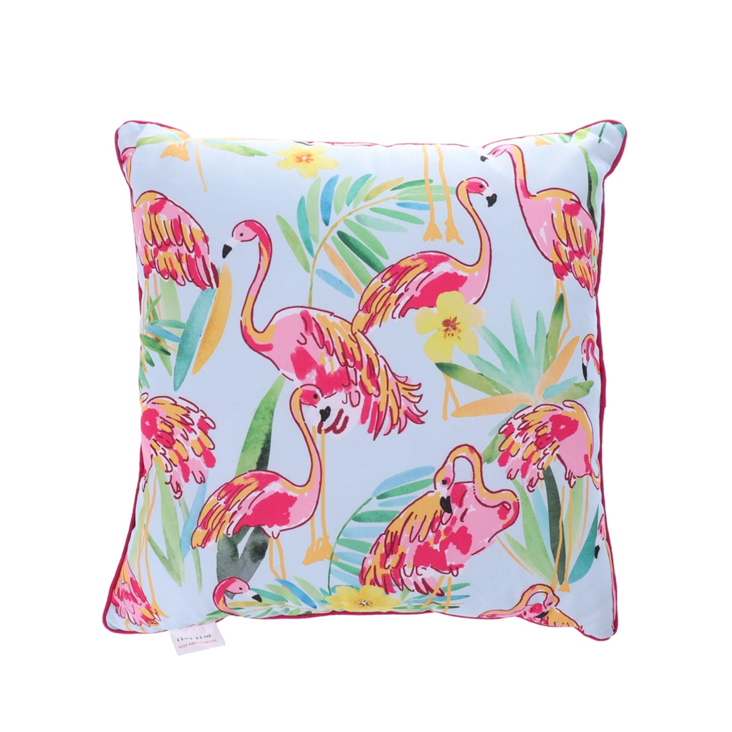 Asminifor Summer Pink Flamingo Throw Pillow Covers Cushion Case Decorative Watercolor Tropical Palm Leaves Colorful Flowers Cotton
