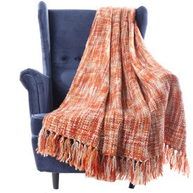 Throw Ultra Soft Warm Sleeping Cover Blanket Rug for Bedroom Sofa Office and Living Room 60"x 50" (Orange)BTL17097-Orange